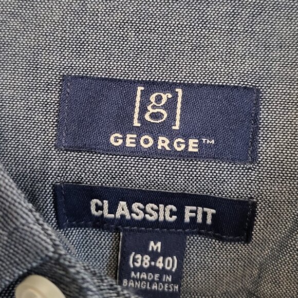 Mens Classic Fit Medium 38-40 Blue Long Sleeve Poplin Button George Shirt NWoT - Picture 2 of 4
